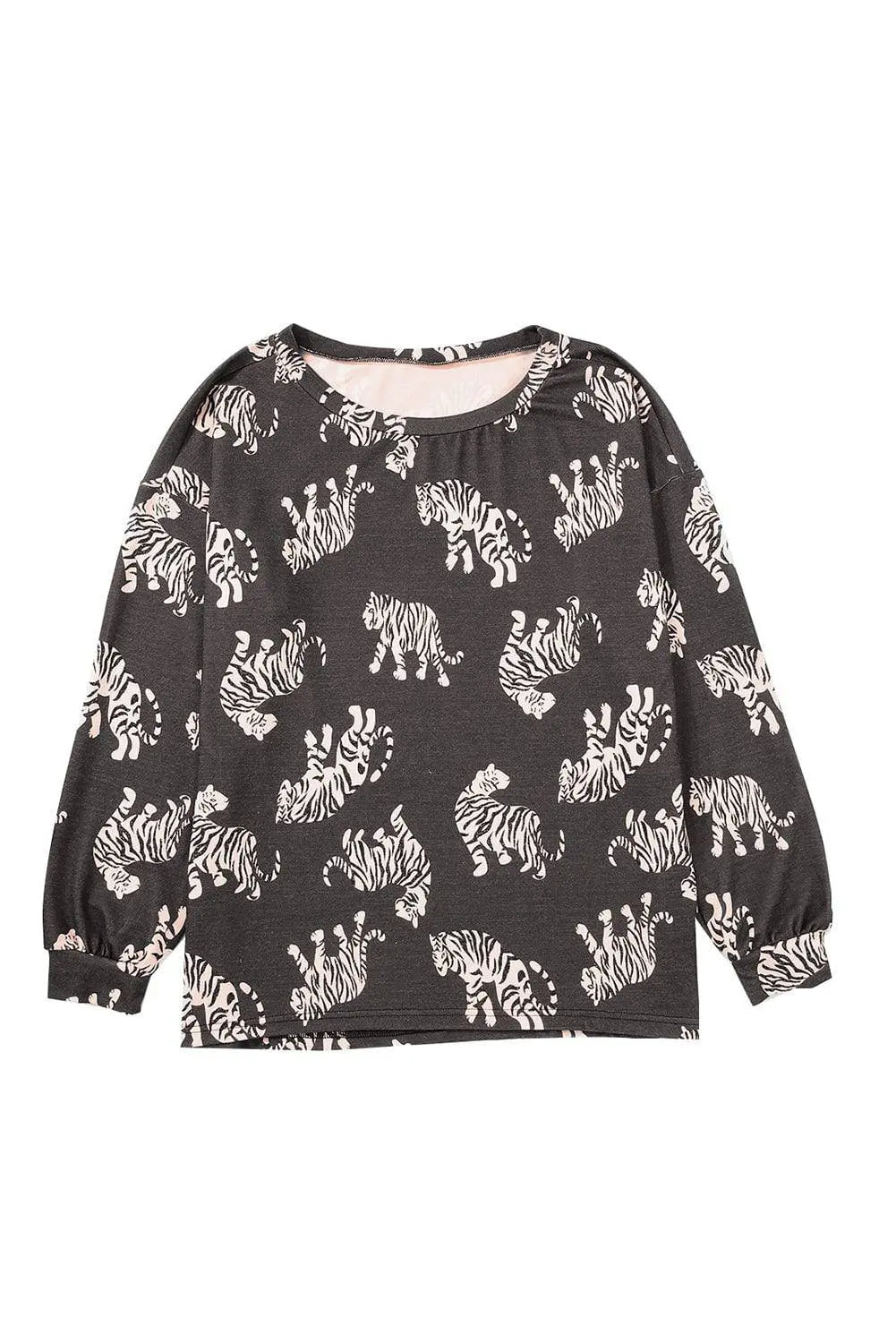 White Lively Tiger Print Casual Sweatshirt - BB Fashion Outlet