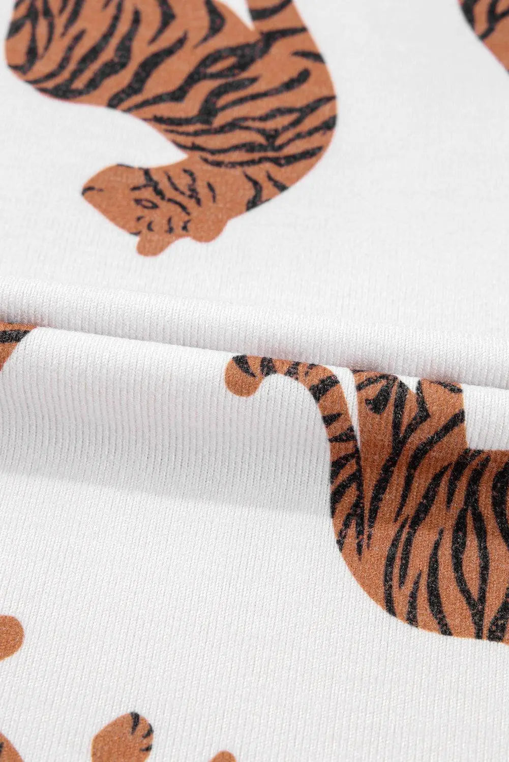 White Lively Tiger Print Casual Sweatshirt - BB Fashion Outlet