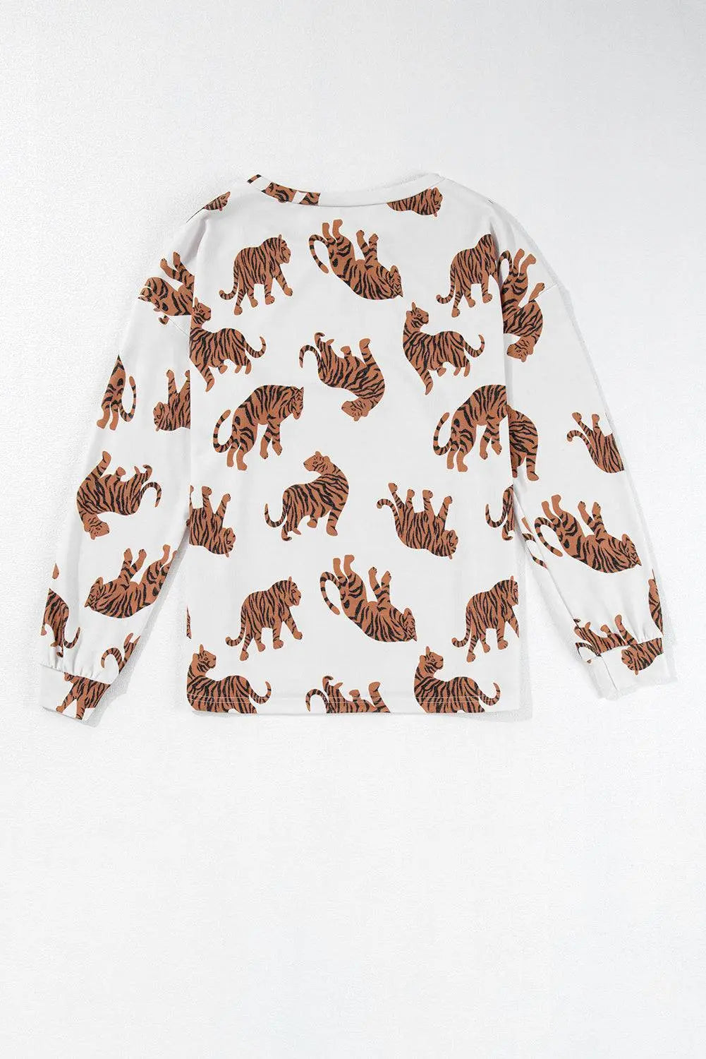 White Lively Tiger Print Casual Sweatshirt - BB Fashion Outlet