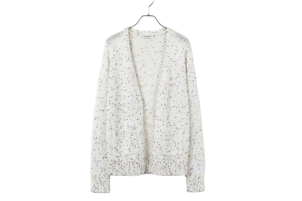 MultiColour Dotted Rib Knit Long Sleeve Cardigan