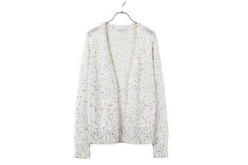 White Multicoloured Dotted Rib Knit Long Sleeve Cardigan - Sweaters & Cardigans/Cardigans