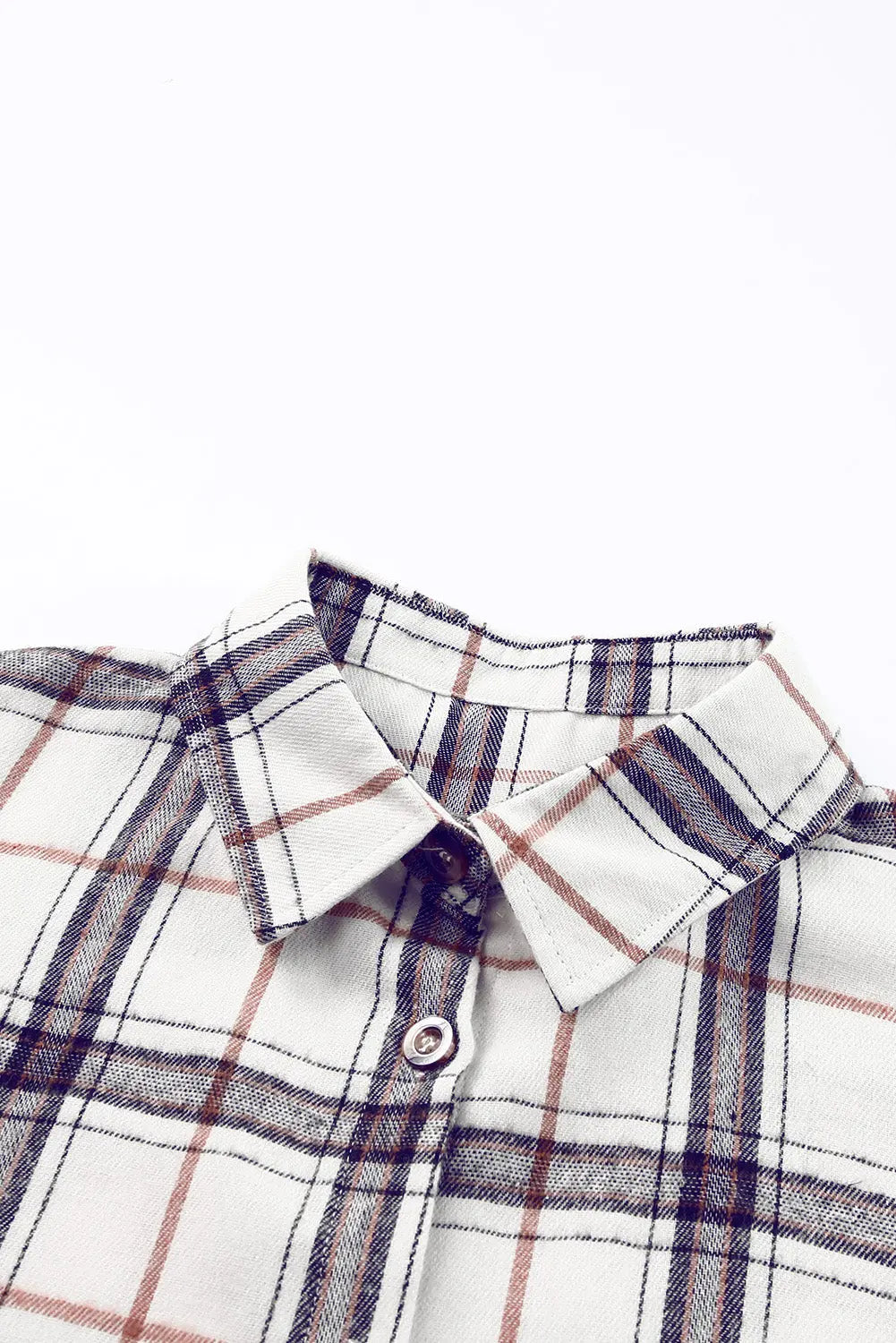 White Oversized Plaid Pattern Shacket with Slits eAura