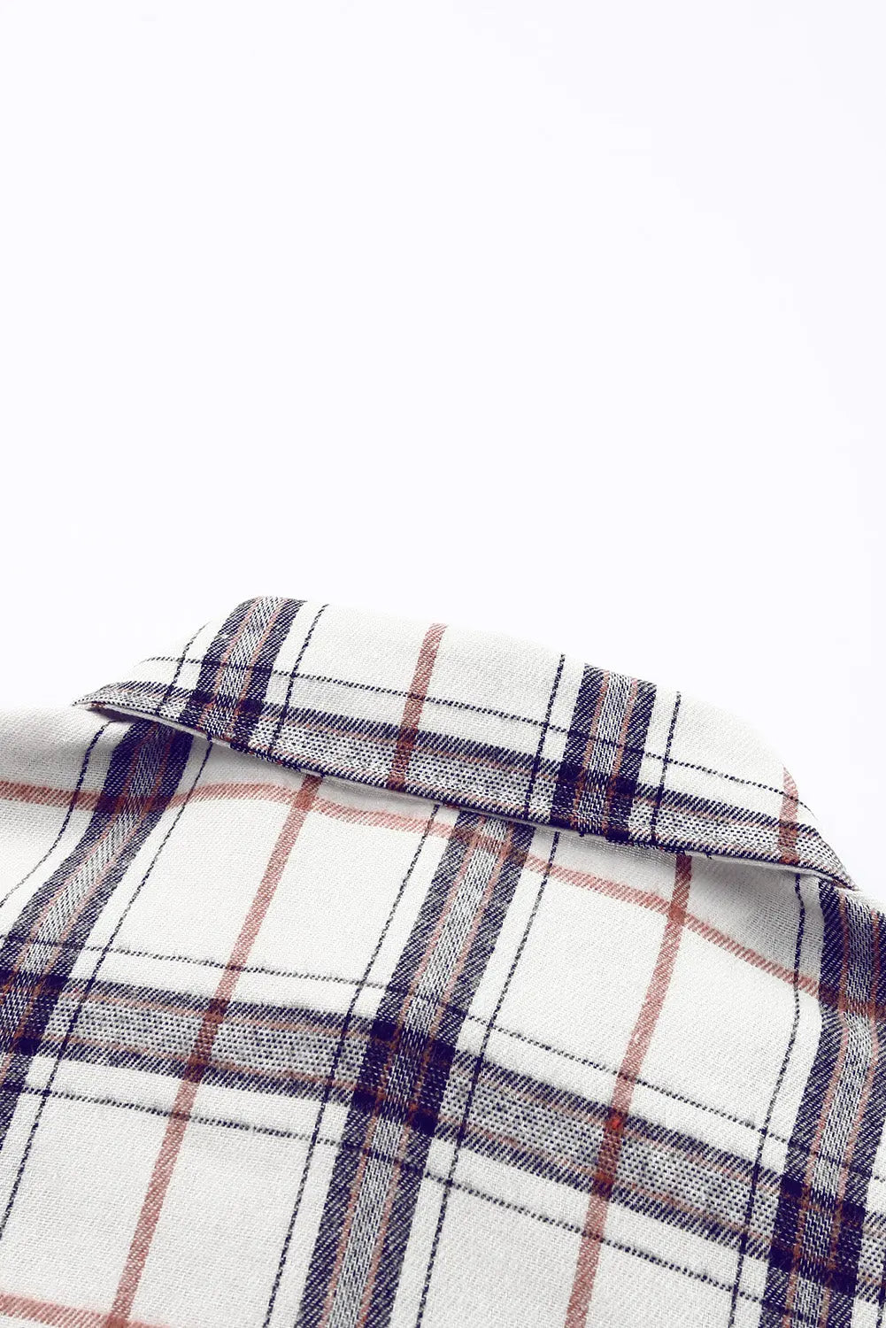 White Oversized Plaid Pattern Shacket with Slits eAura