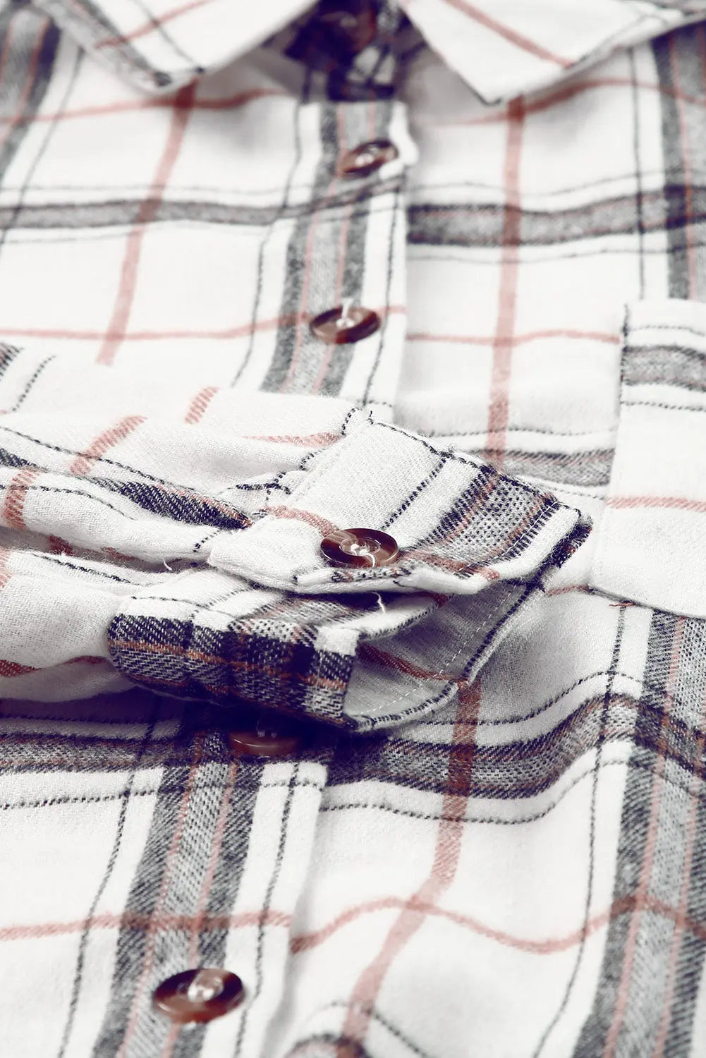White Oversized Plaid Pattern Shacket with Slits eAura