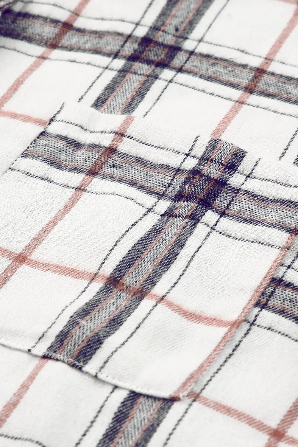 White Oversized Plaid Pattern Shacket with Slits eAura
