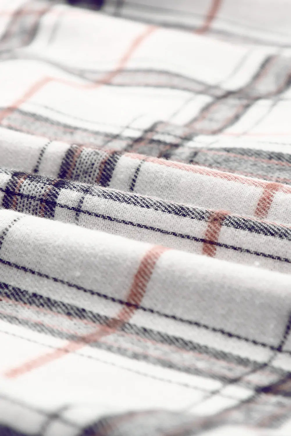 White Oversized Plaid Pattern Shacket with Slits eAura
