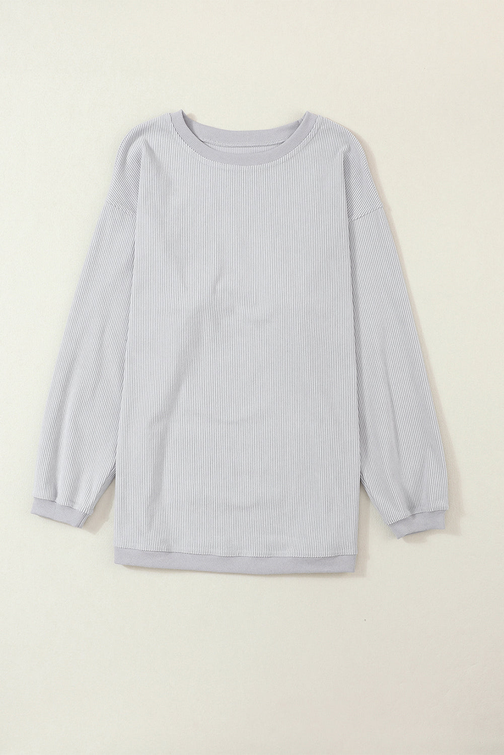 White Ribbed Corduroy Oversized Sweatshirt - Tops/Sweatshirts & Hoodies