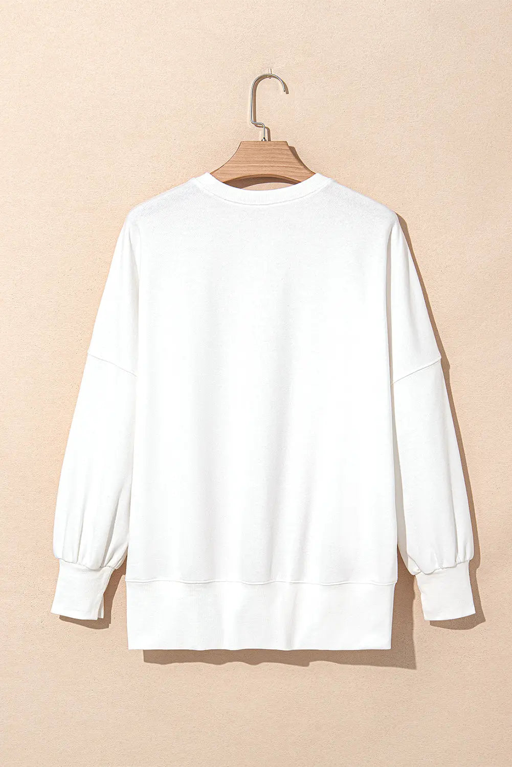 White Sequin Bowknot High Low Oversize Sweatshirt - eAura