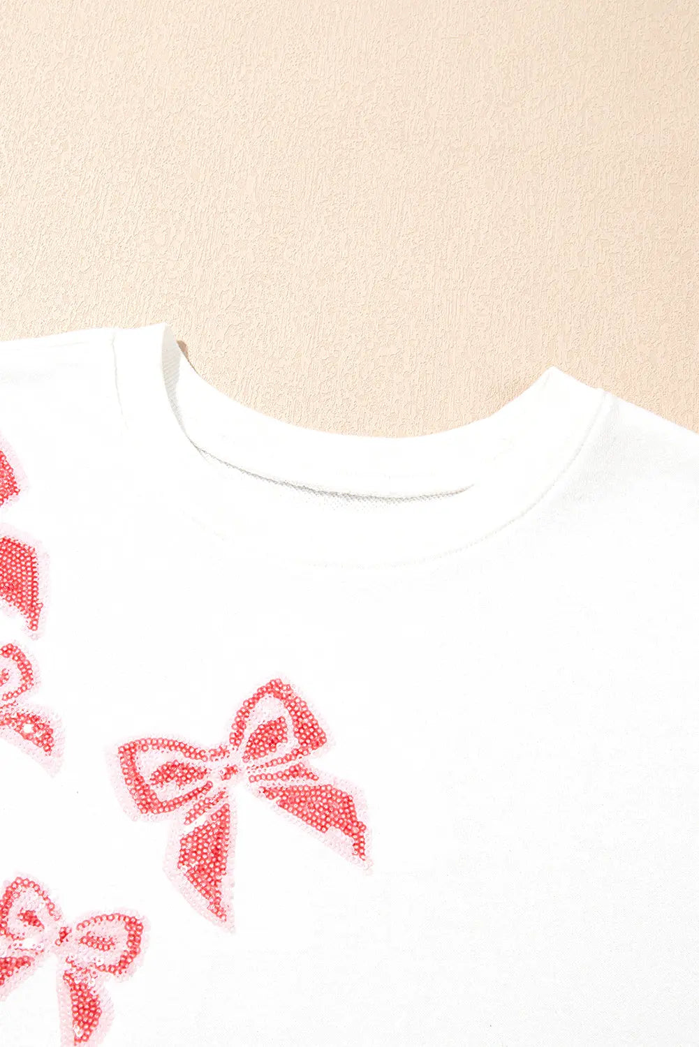 White Sequin Bowknot High Low Oversize Sweatshirt - eAura