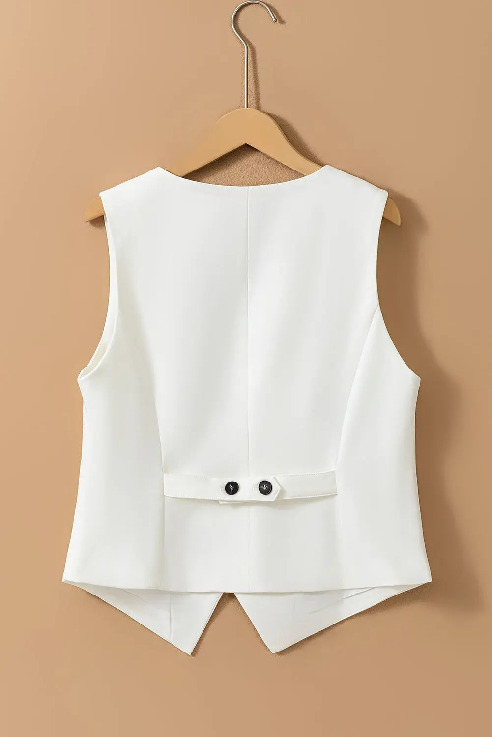 White Solid Color Button up V Neck Suit Vest - eAura