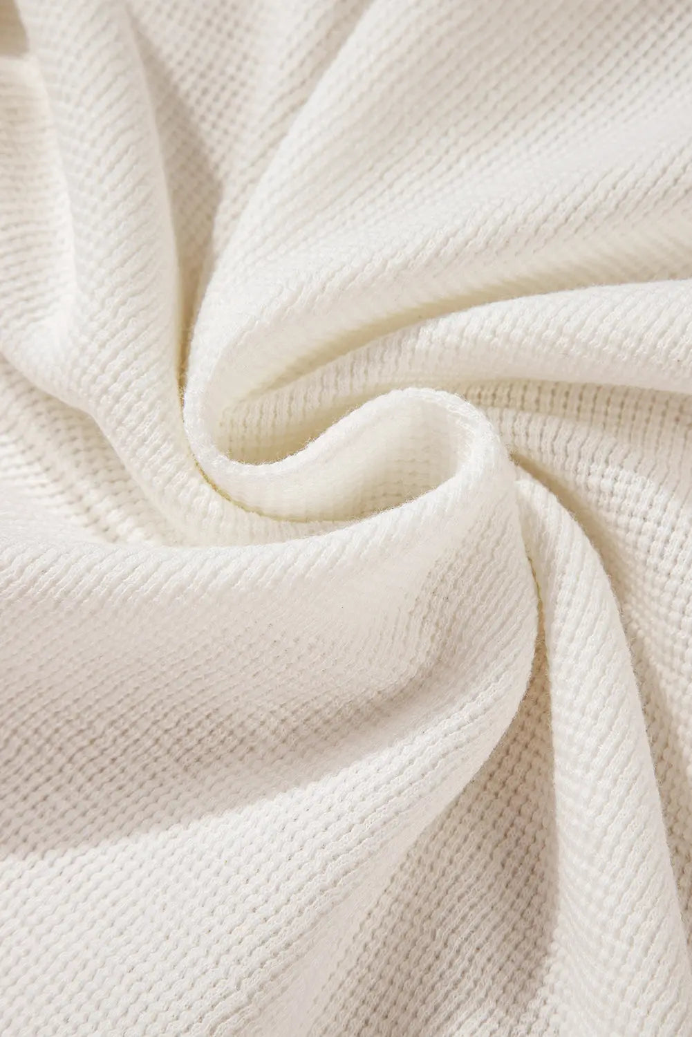 White Solid Colour Waffle Half Button Long Sleeve Top Beagle Boutique Fashion Outlet