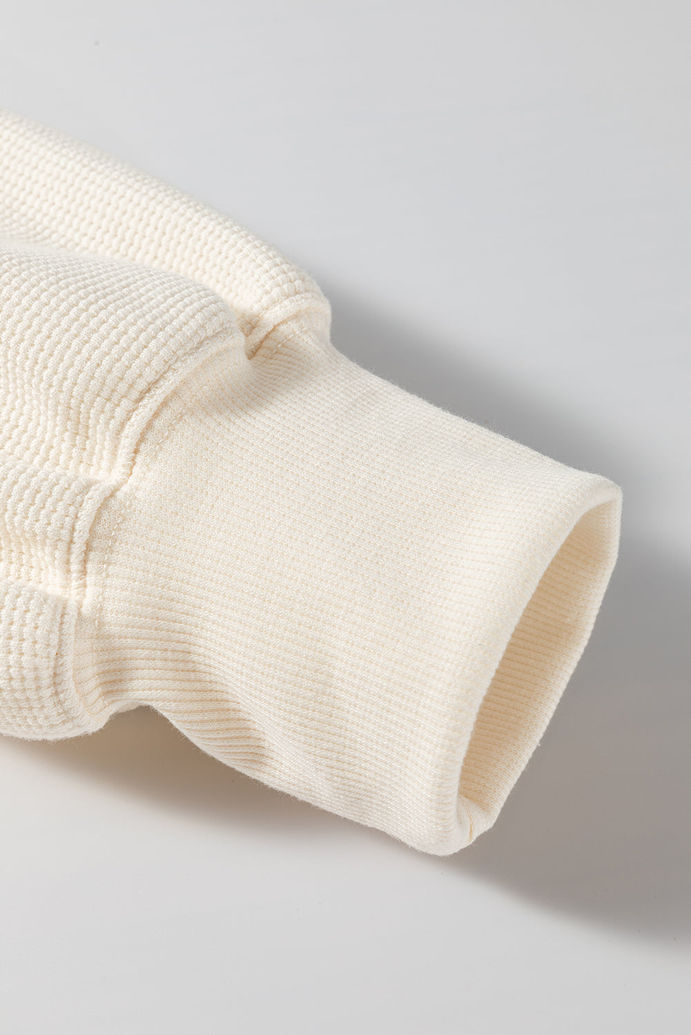 White Solid Colour Waffle Knit Drop Shoulder Plus Size Sweatshirt - eAura