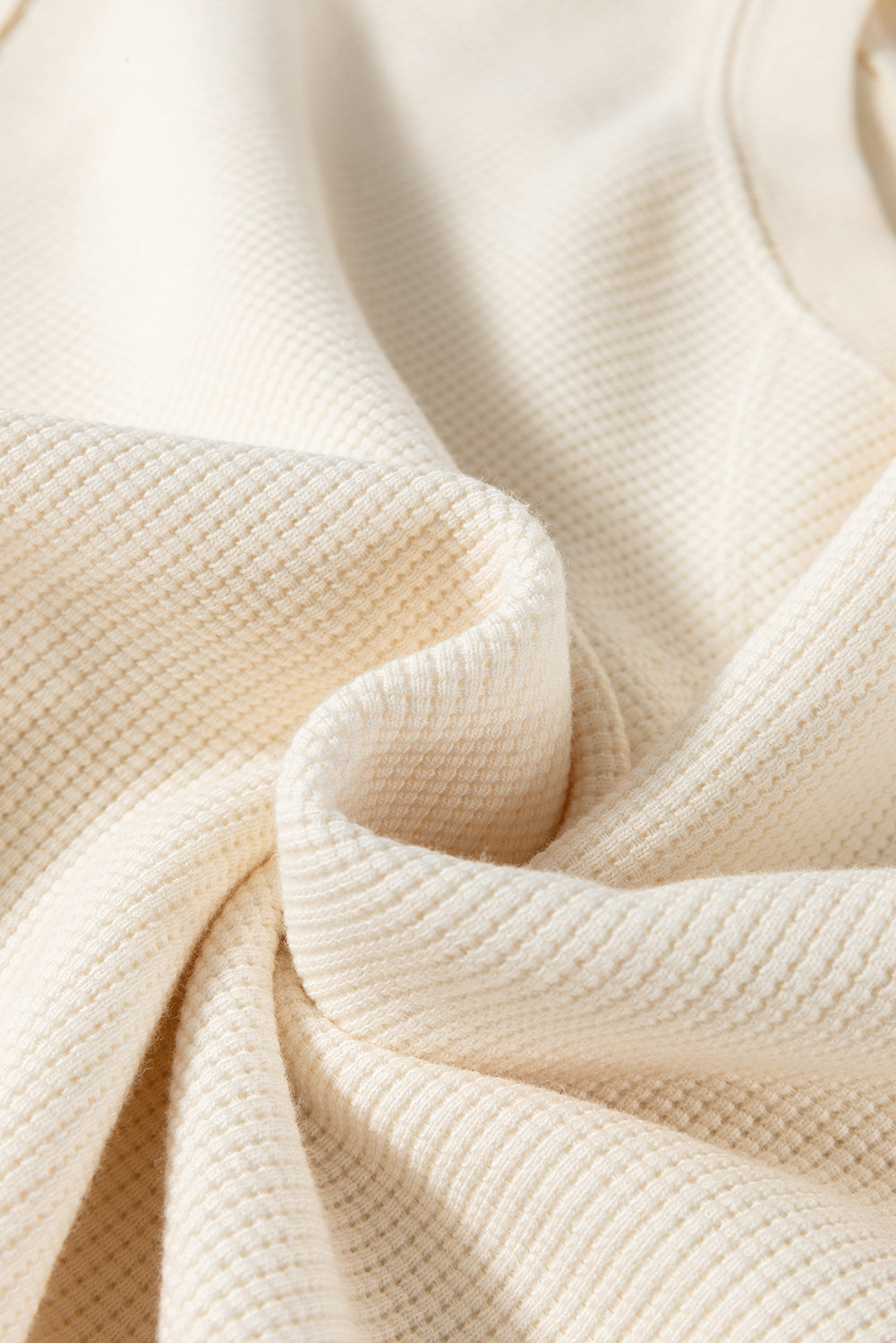 White Solid Colour Waffle Knit Drop Shoulder Plus Size Sweatshirt - eAura