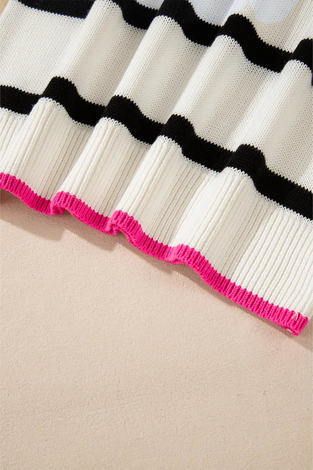 White Stripe Colour Contrast Drop Shoulder Crew Neck Sweater Beagle Boutique Fashion Outlet