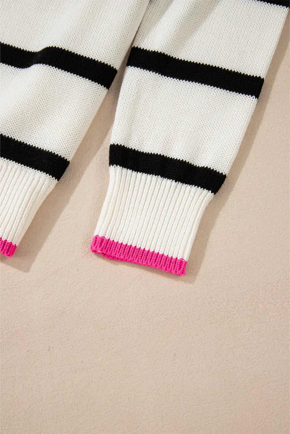 White Stripe Colour Contrast Drop Shoulder Crew Neck Sweater Beagle Boutique Fashion Outlet