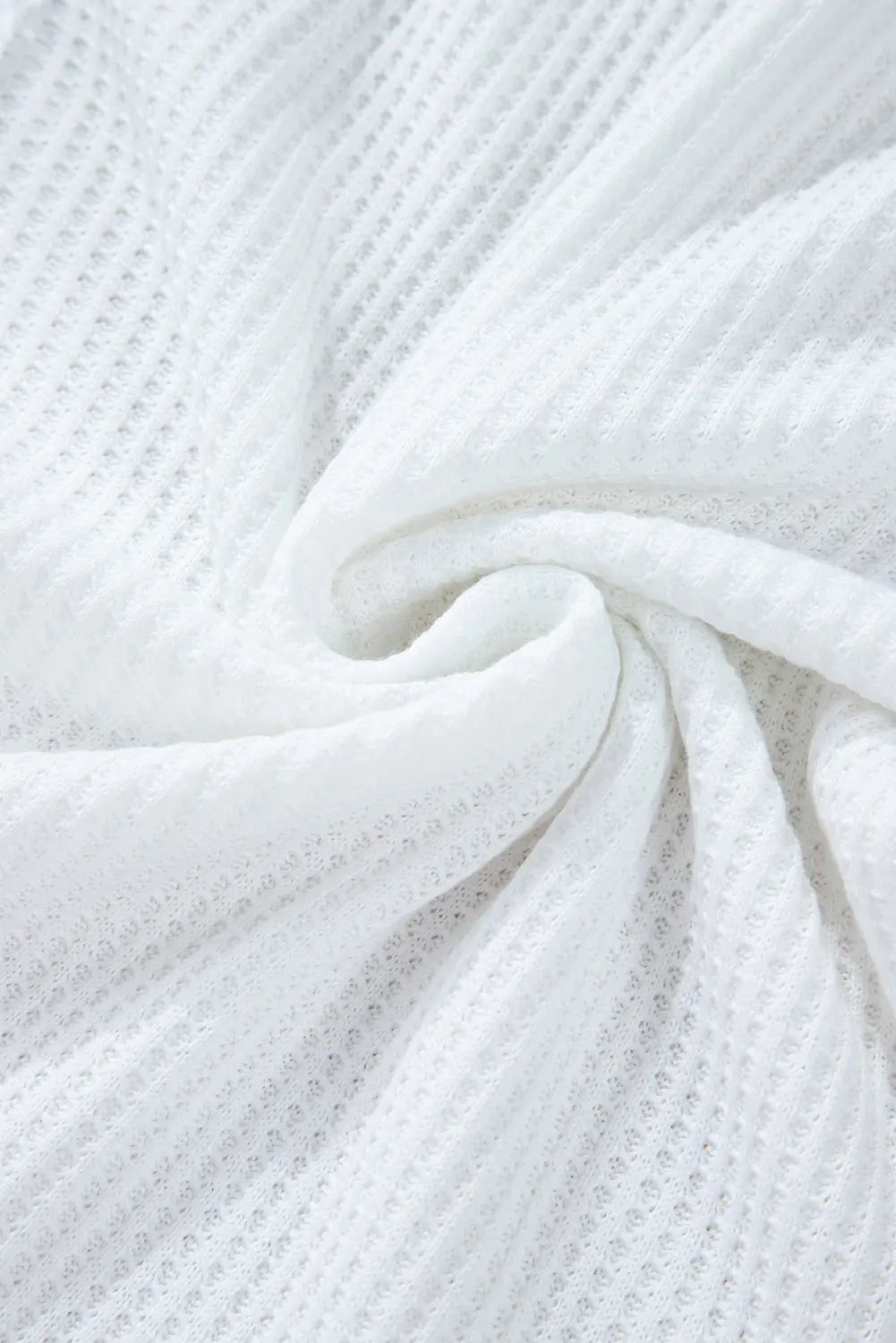 White Striped Patchwork Exposed Seam Waffle Knit Top - eAura