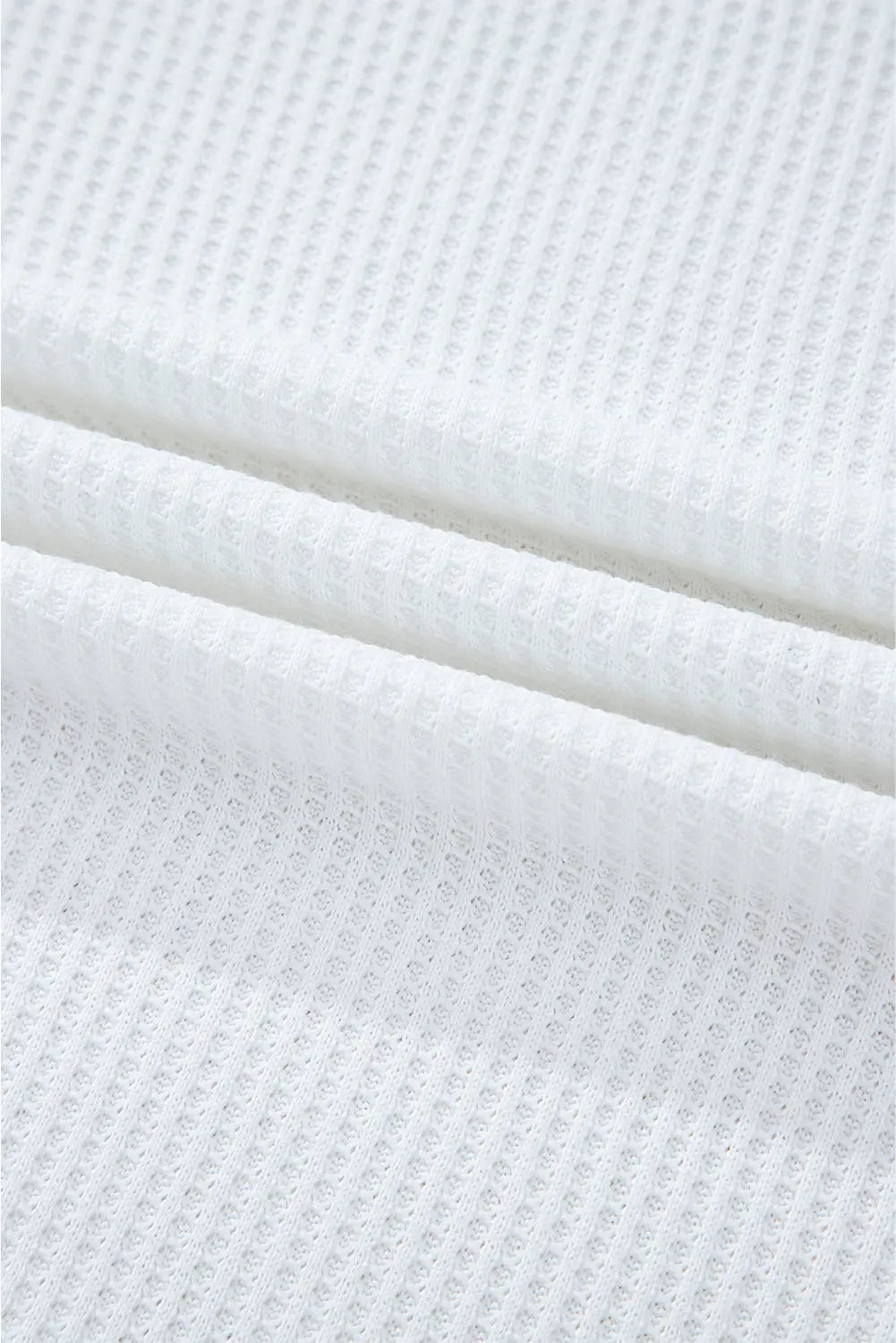 White Striped Patchwork Exposed Seam Waffle Knit Top - eAura