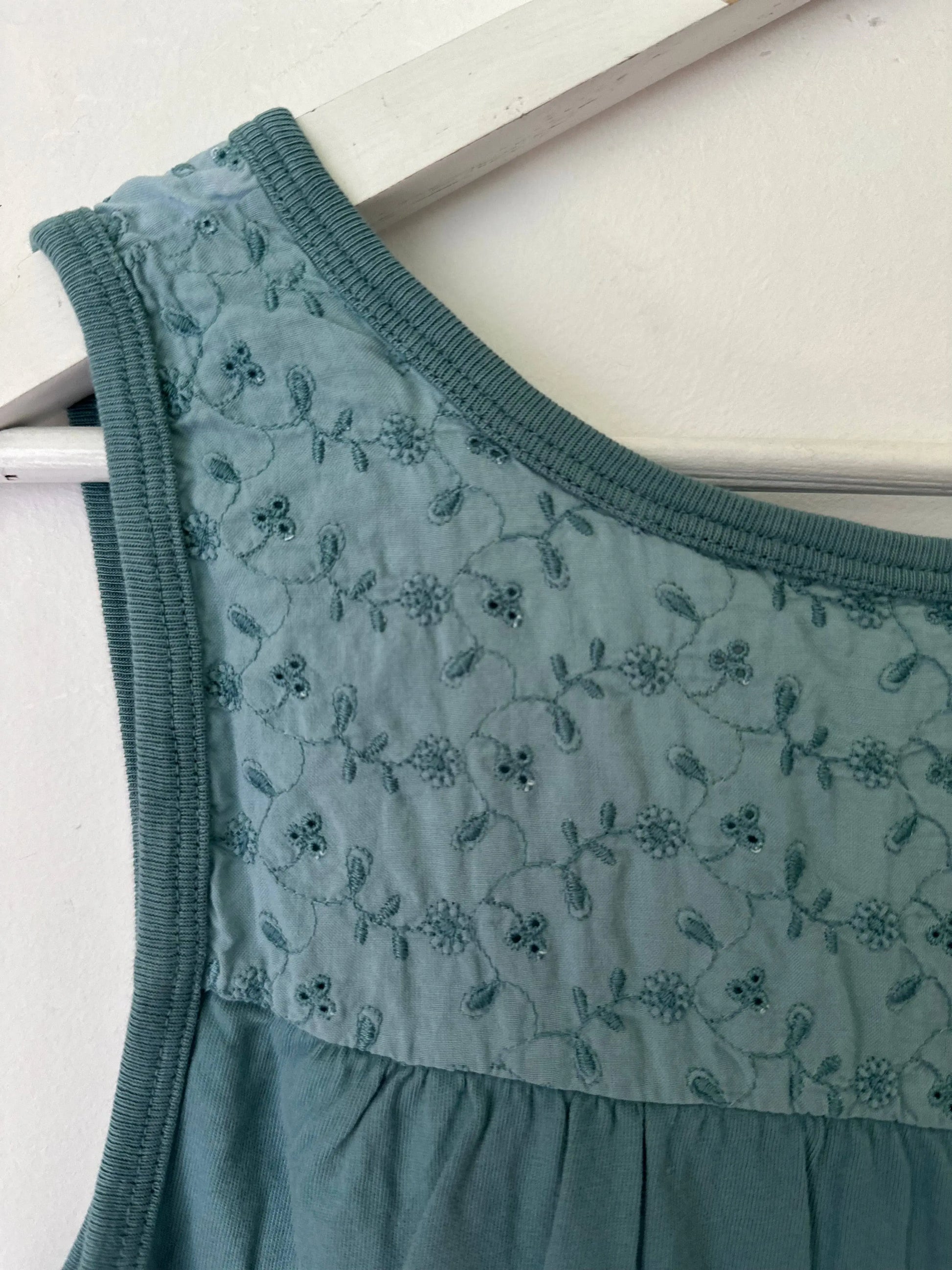 White Stuff Teal Cotton Sleeveless Vest Top Broderie Lace Sizes 8, 10, 12, 14 - BB Fashion Outlet