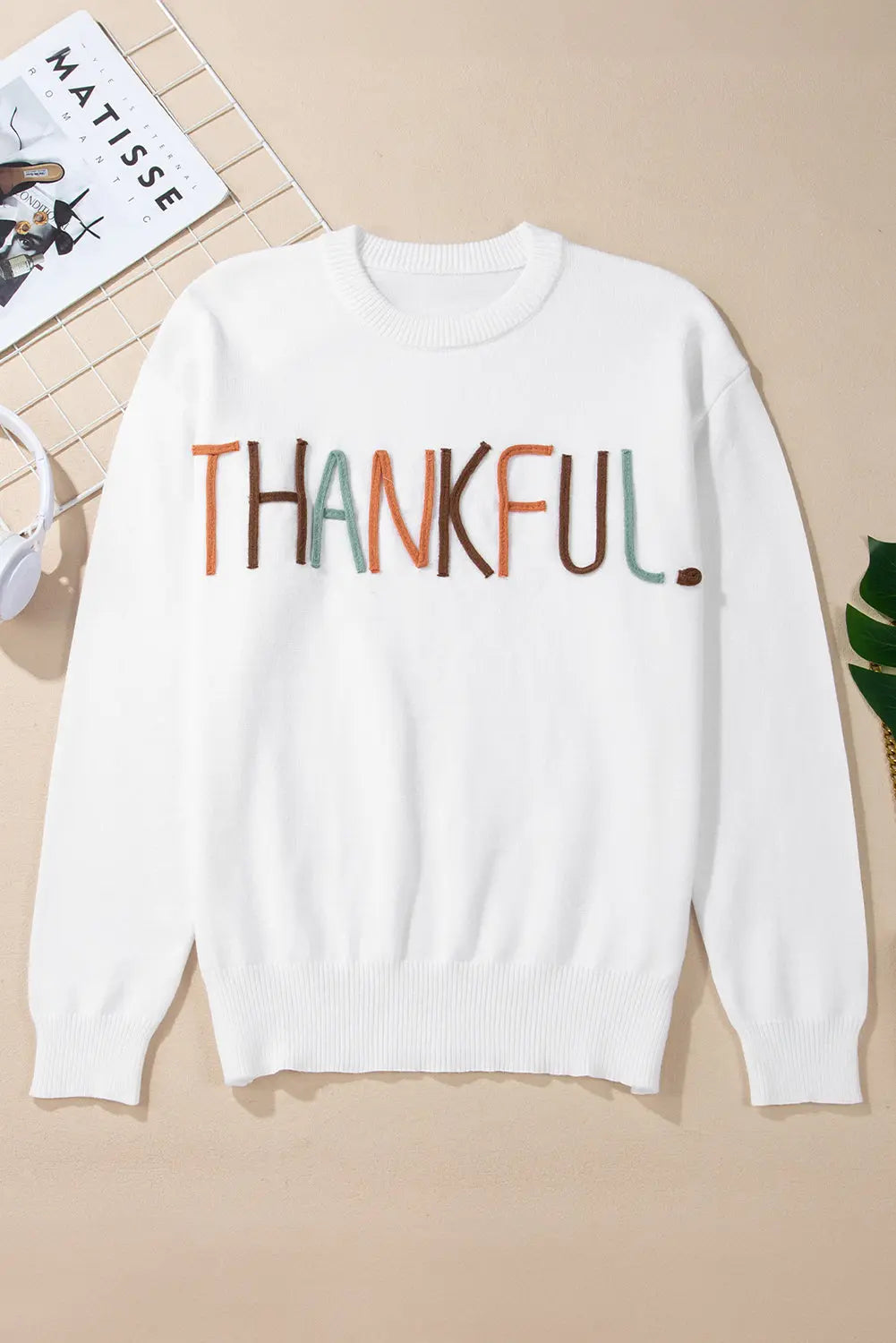 White Thankful Ivory Embroidered Sweater - BB Fashion Outlet