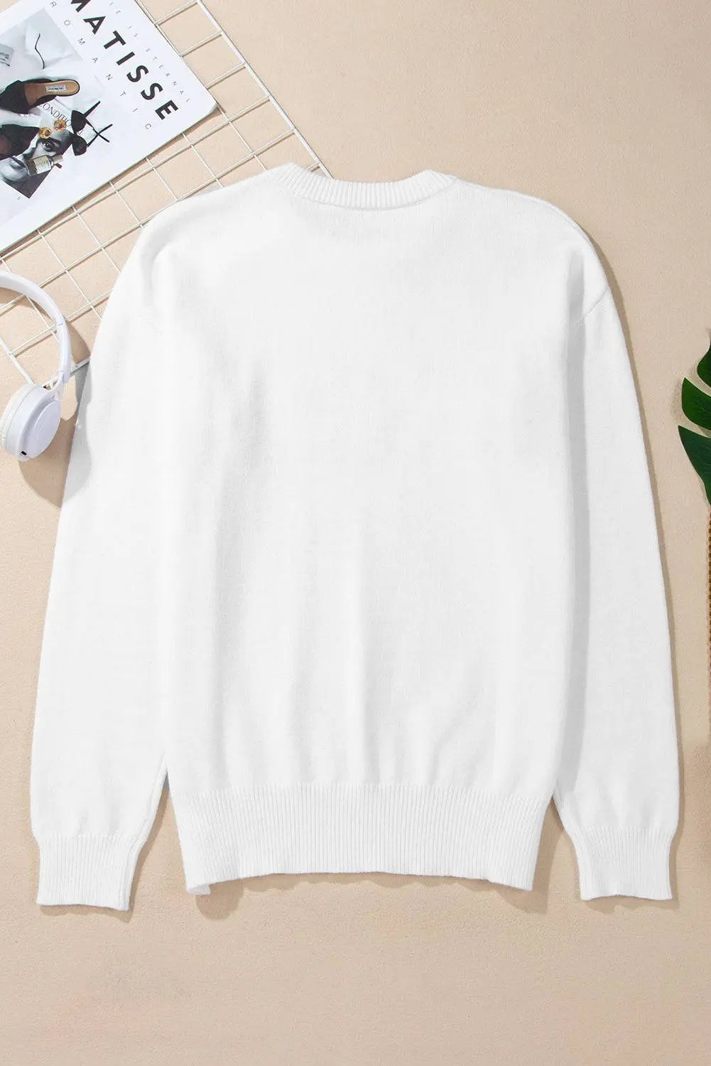 White Thankful Ivory Embroidered Sweater - BB Fashion Outlet