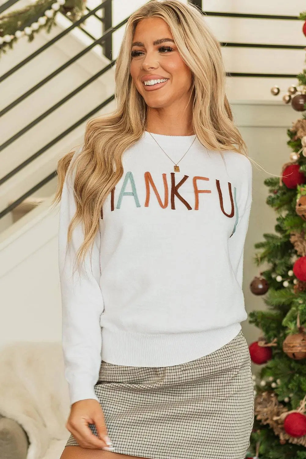 White Thankful Ivory Embroidered Sweater - BB Fashion Outlet