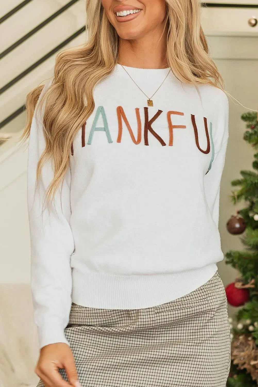 White Thankful Ivory Embroidered Sweater - BB Fashion Outlet
