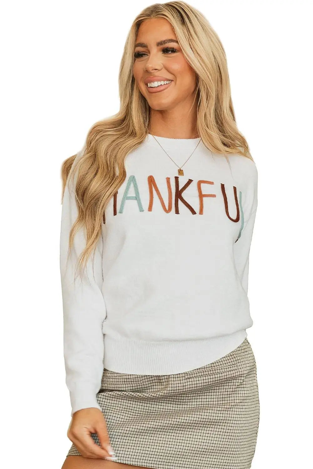 White Thankful Ivory Embroidered Sweater - BB Fashion Outlet