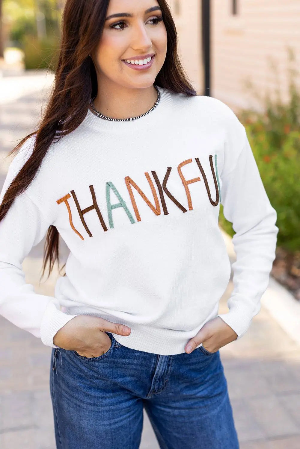 White Thankful Ivory Embroidered Sweater - BB Fashion Outlet