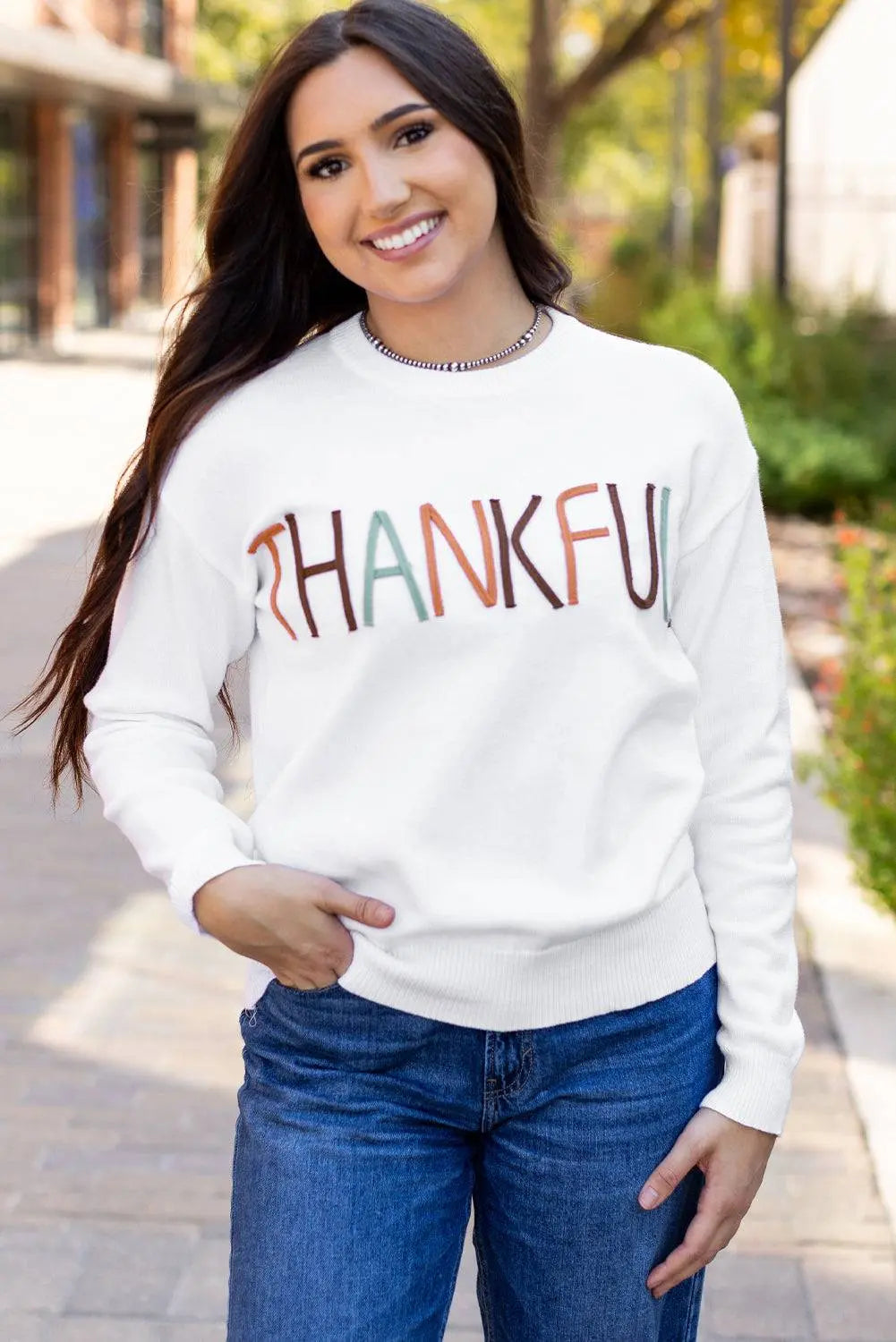 White Thankful Ivory Embroidered Sweater - BB Fashion Outlet