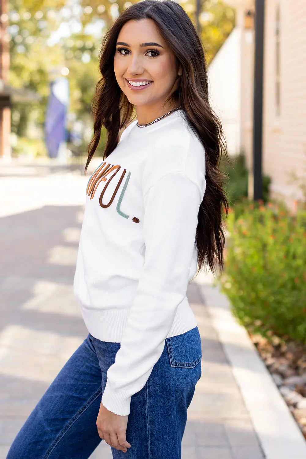 White Thankful Ivory Embroidered Sweater - BB Fashion Outlet