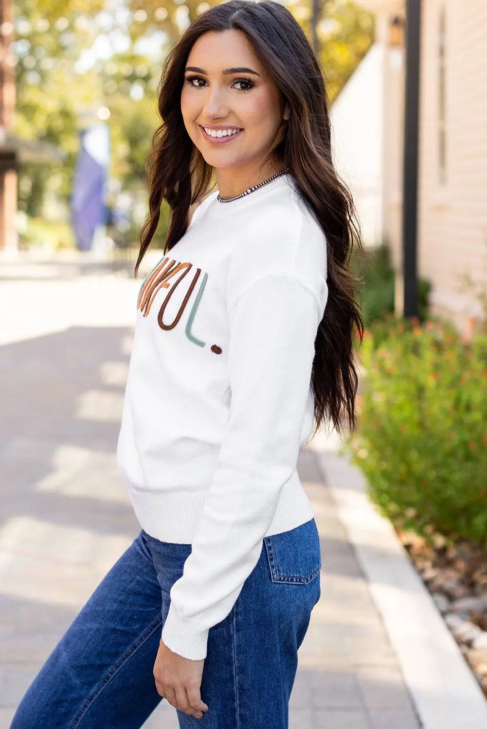White Thankful Ivory Embroidered Sweater - BB Fashion Outlet