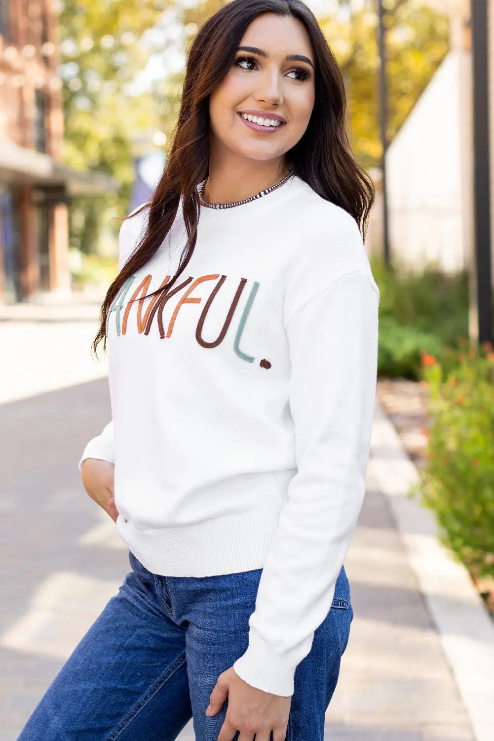 White Thankful Ivory Embroidered Sweater - BB Fashion Outlet
