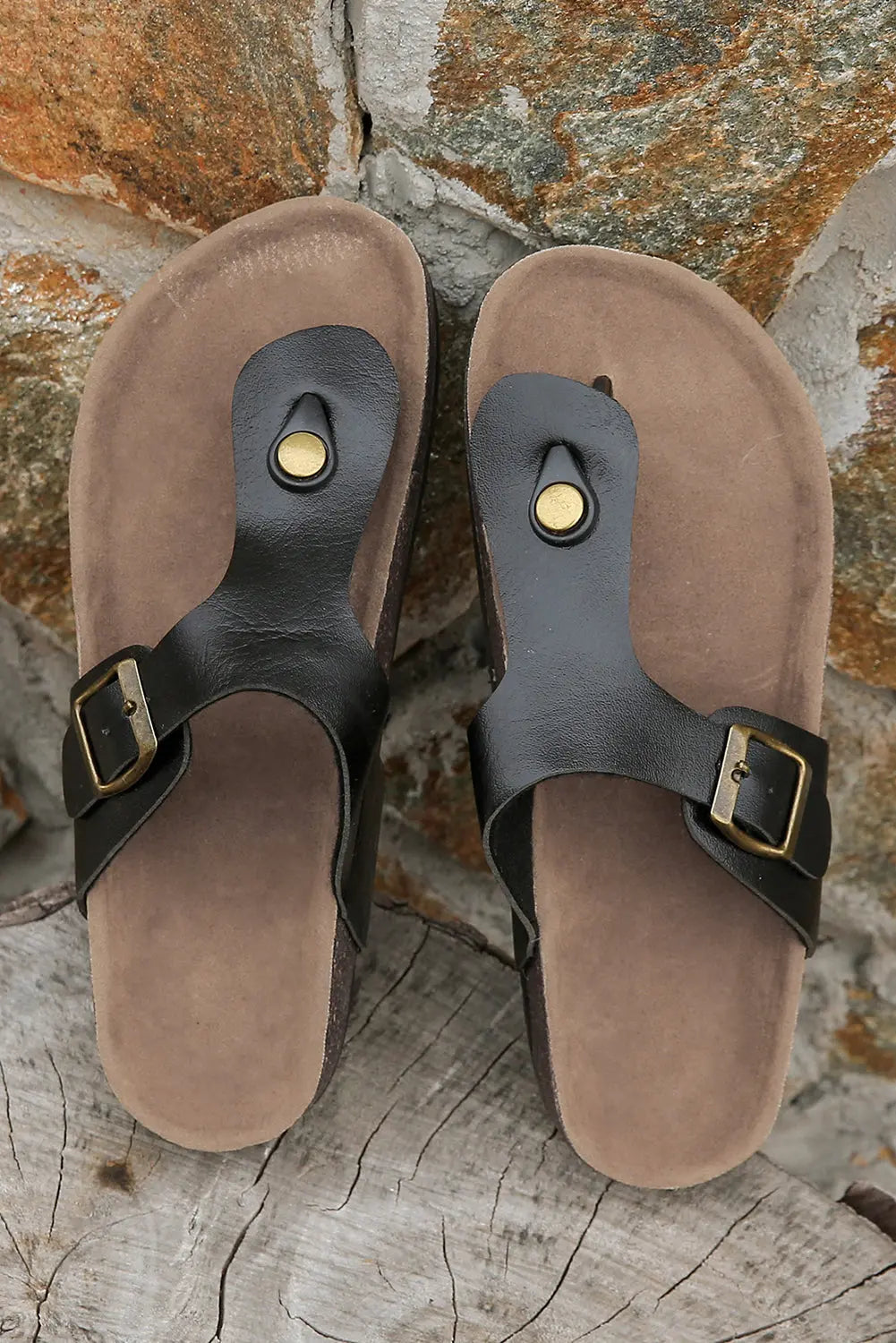 White Vintage Buckle PU Leather Thong Sandals Beagle Boutique Fashion Outlet