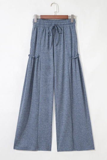 Wide Leg Drawstring Elastic Waistband Trousers - eAura