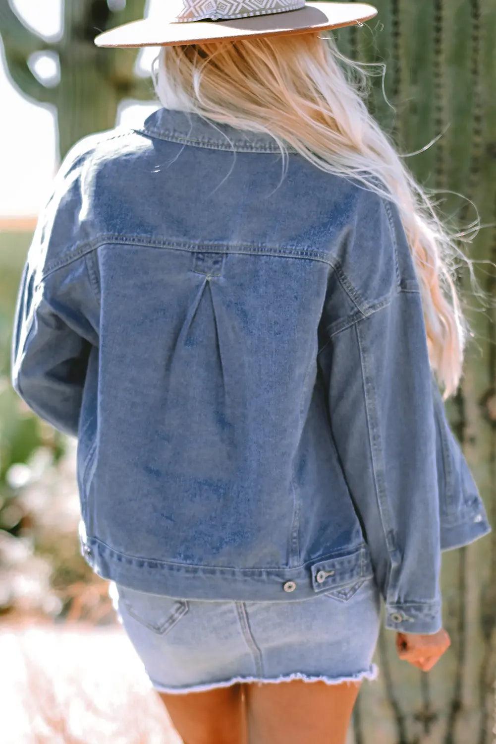 Wild Wind Washed Oversize Pocketed Denim Jacket - eAura