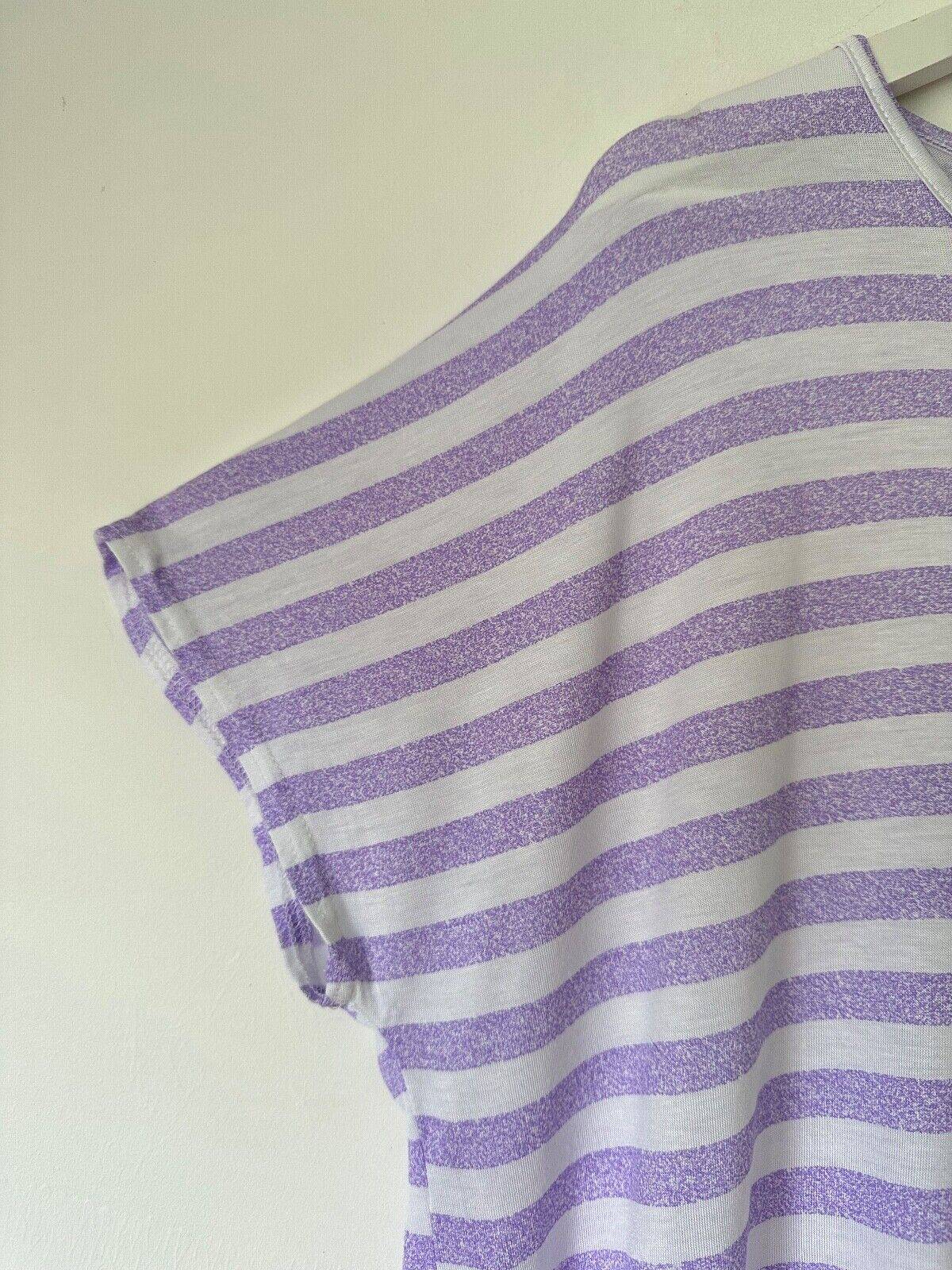 YOURS Printed Striped Tee Purple White Stripe 16, 18, 20, 22, 24, 26, 28, 30, 32, - BB Fashion Outlet