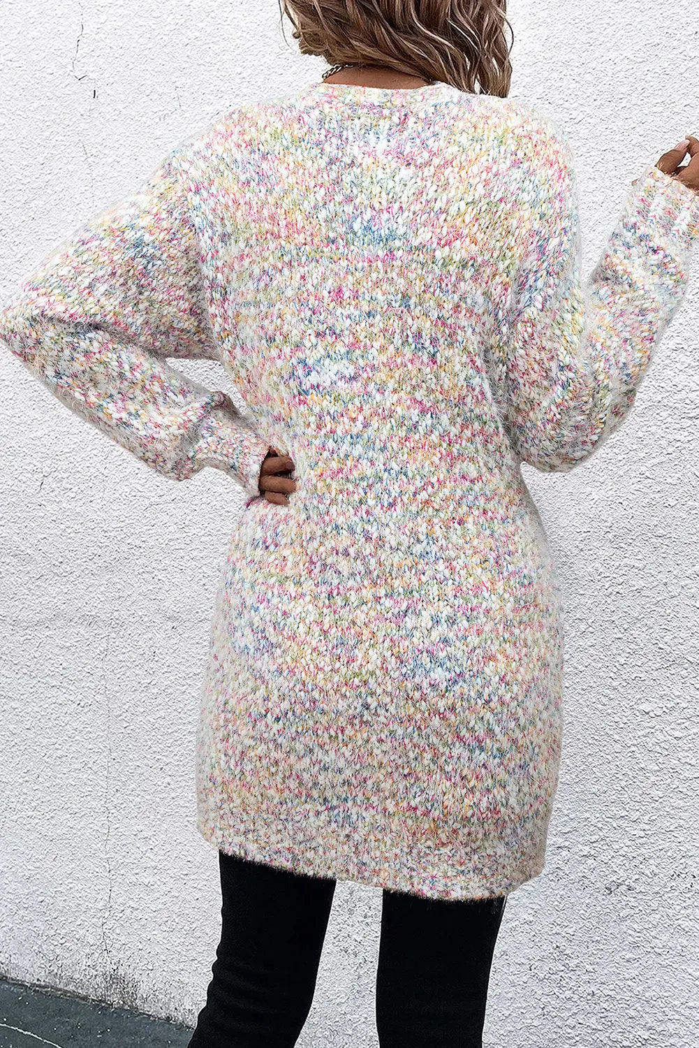 Yellow Multicolour Confetti Open Front Knit Cardigan - eAura