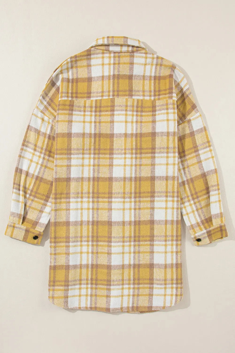Yellow Plaid Flap Pocket Long Sleeve Shacket eAura
