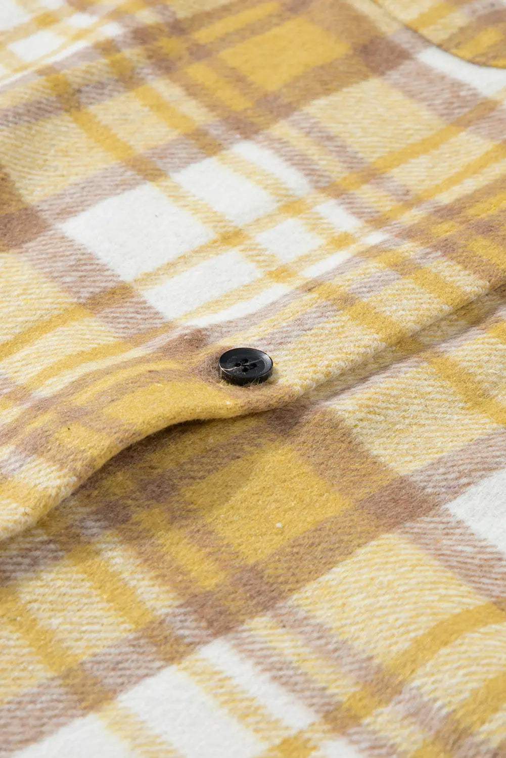 Yellow Plaid Flap Pocket Long Sleeve Shacket eAura