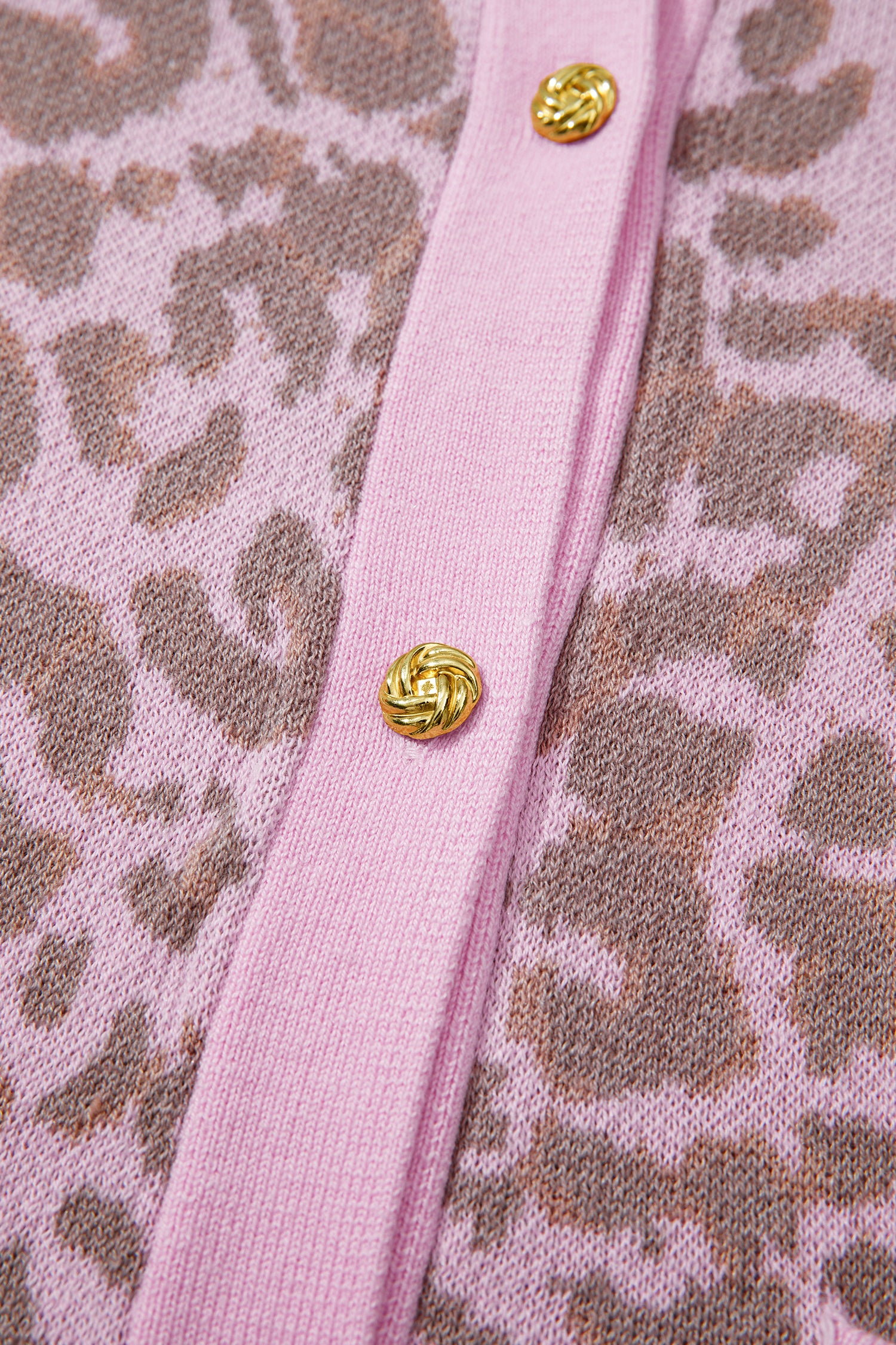 Leopard Button Down Short Sleeve Sweater Cardigan – Pink