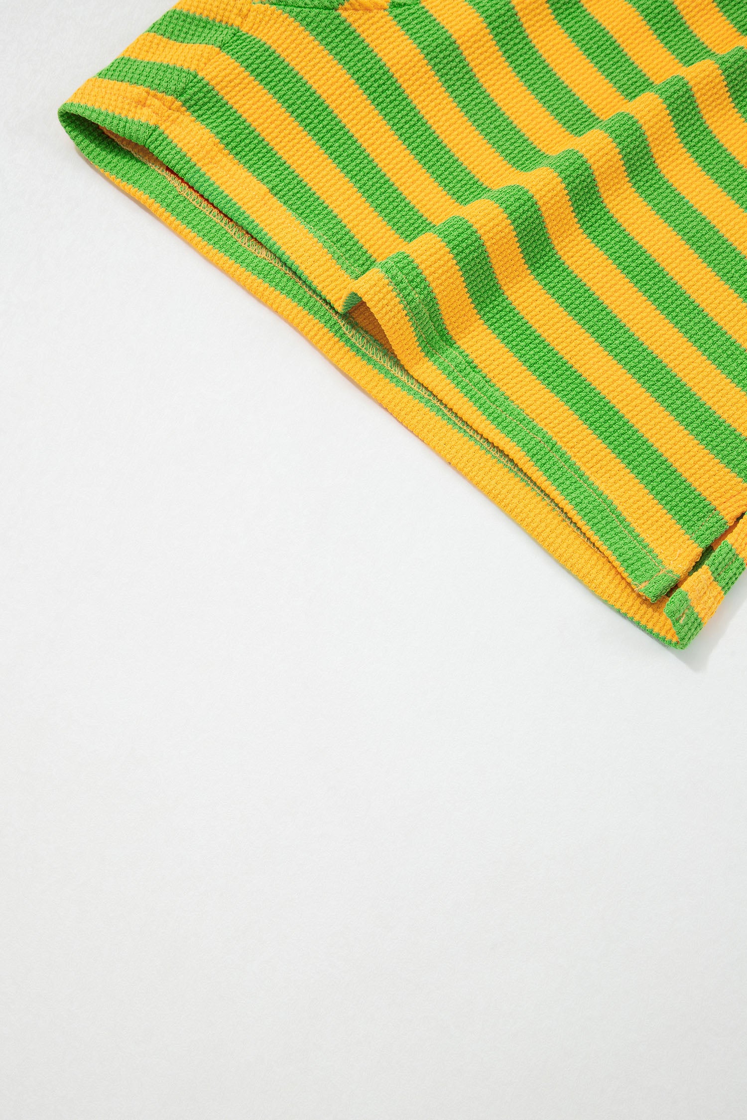 Puff Short Sleeve T Shirt Matching Shorts Set – Green Stripe