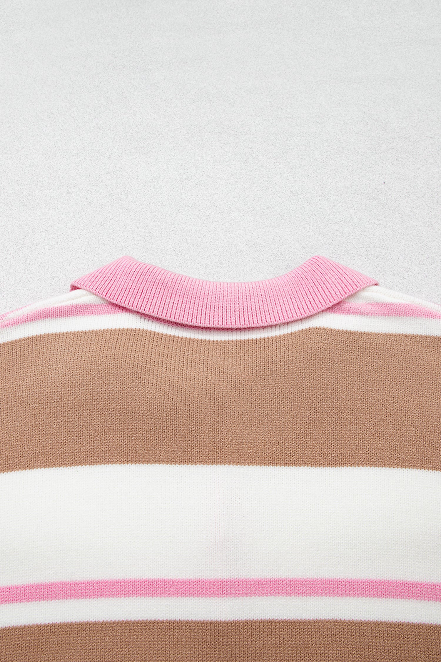 Striped Colorblock V Neck Long Sleeve Tunic Sweater – Pink Stripe