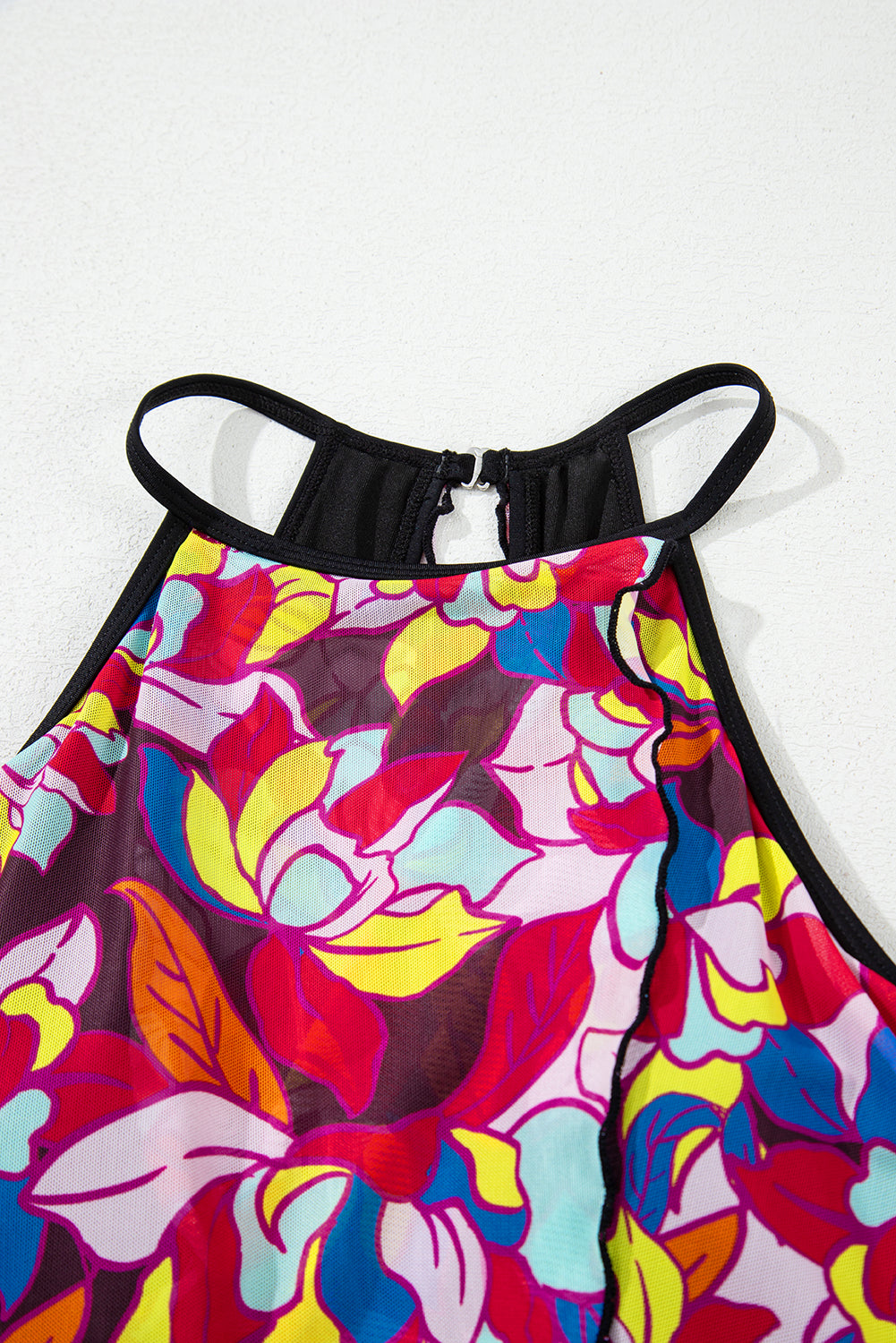 Purple Floral Print O Neck Open Back One Piece Swimsuit BB Fashion Outlet