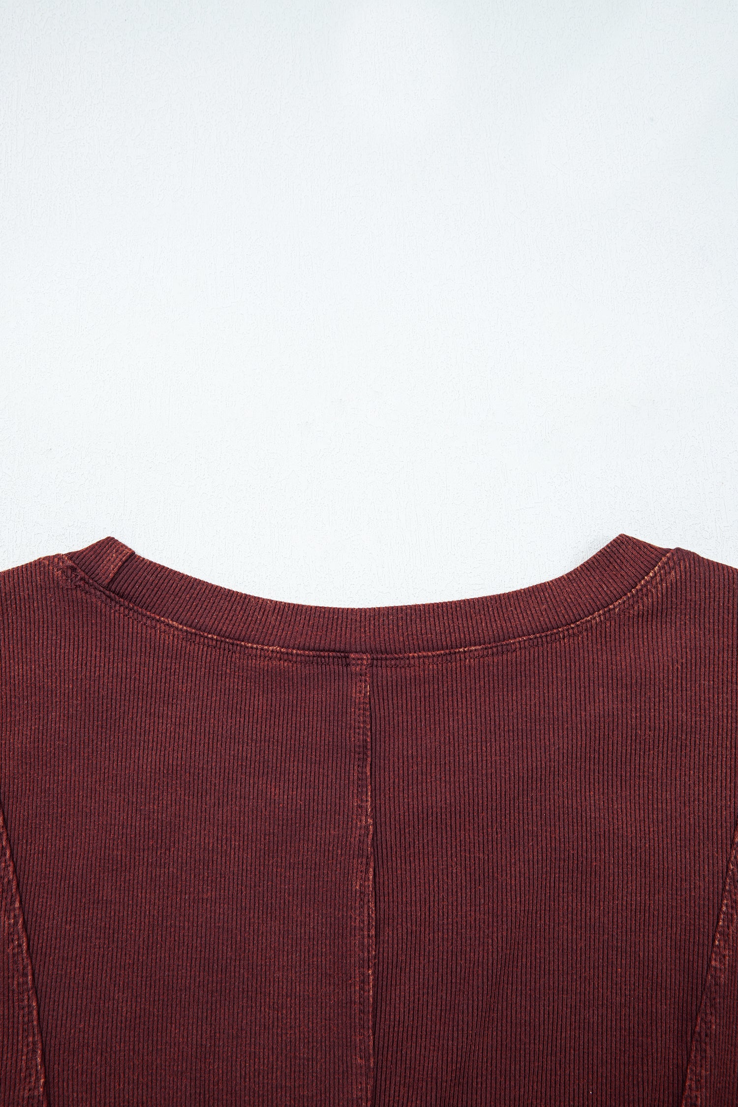 Exposed Seam Ribbed Long Sleeve Top