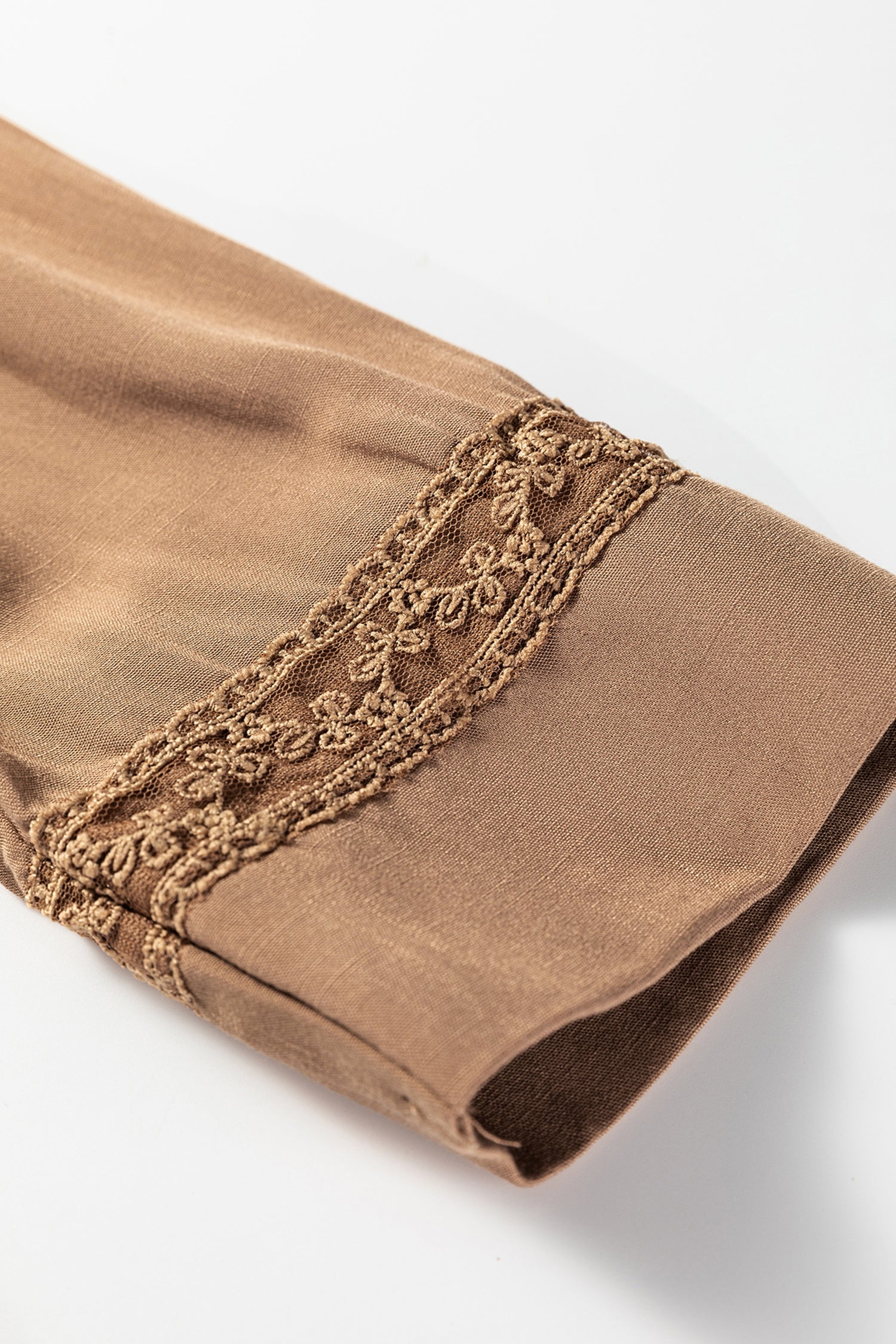 Lace Trim Peter Pan Collar Long Sleeve Mini Shirt Dress - eAura