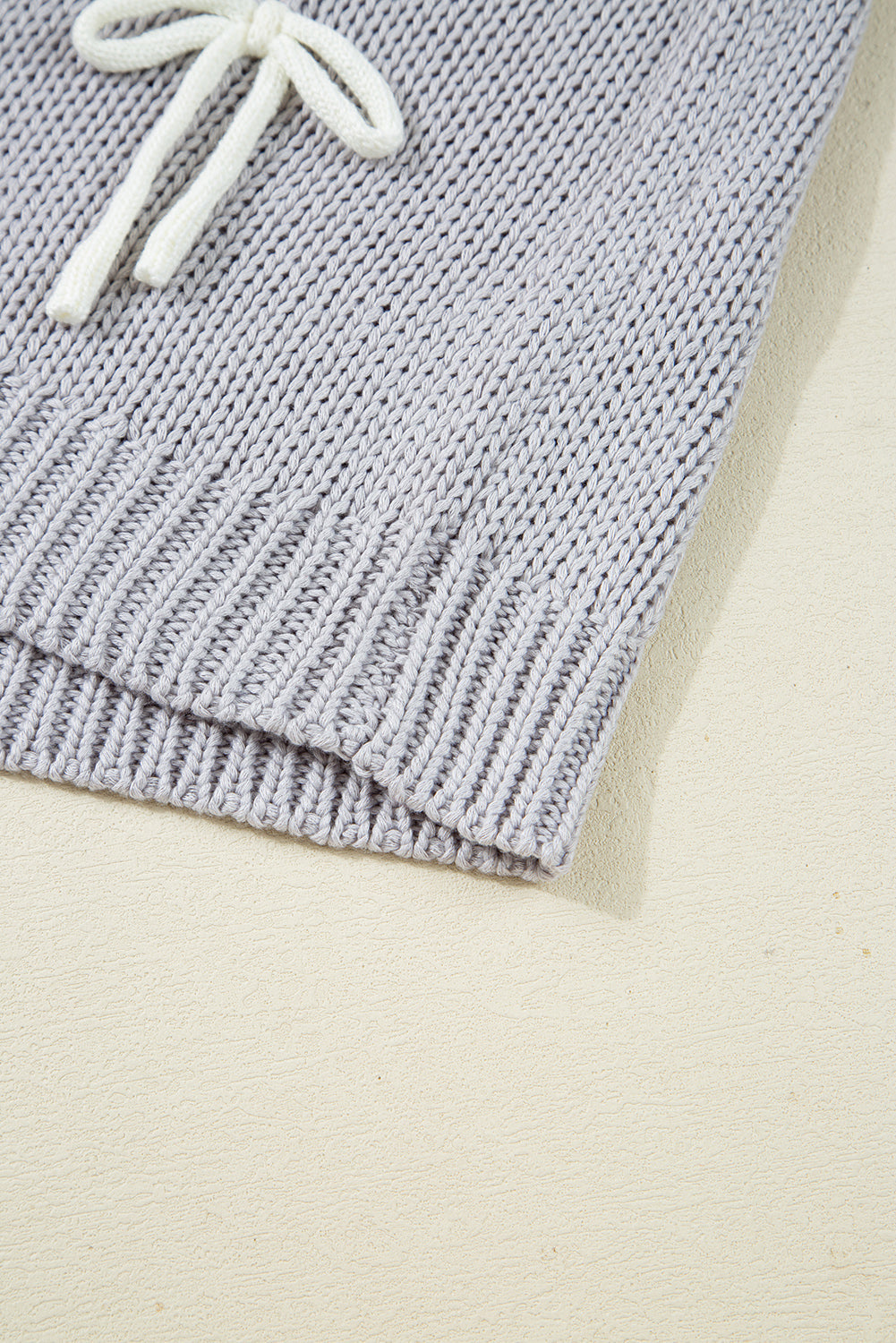 Bowknot Applique Cap Knit Sleeve Sweater eAura
