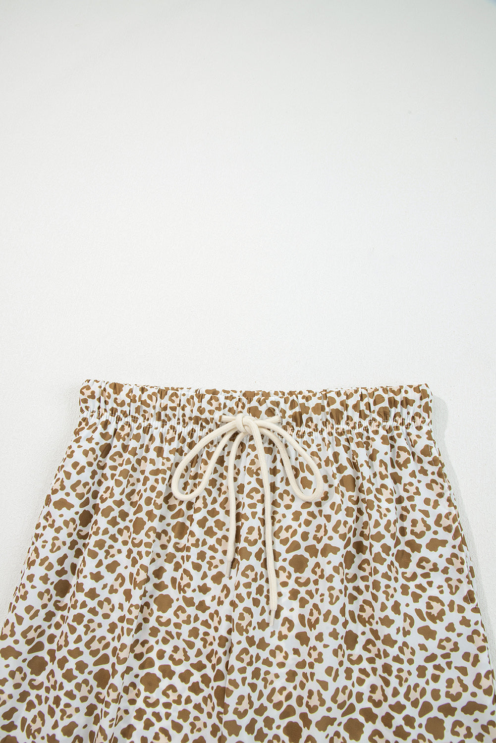 Leopard Drawstring Elastic Waistband Loose Pants - eAura