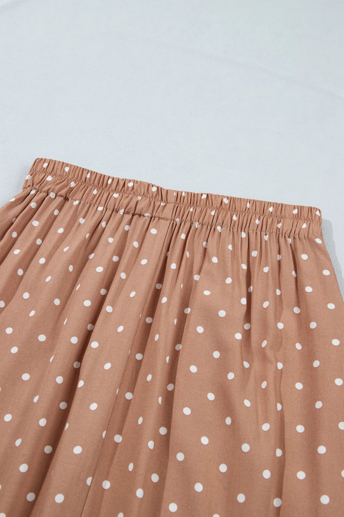 Polka Dot Lace Hem Elegant Long Shift Skirt – Khaki
