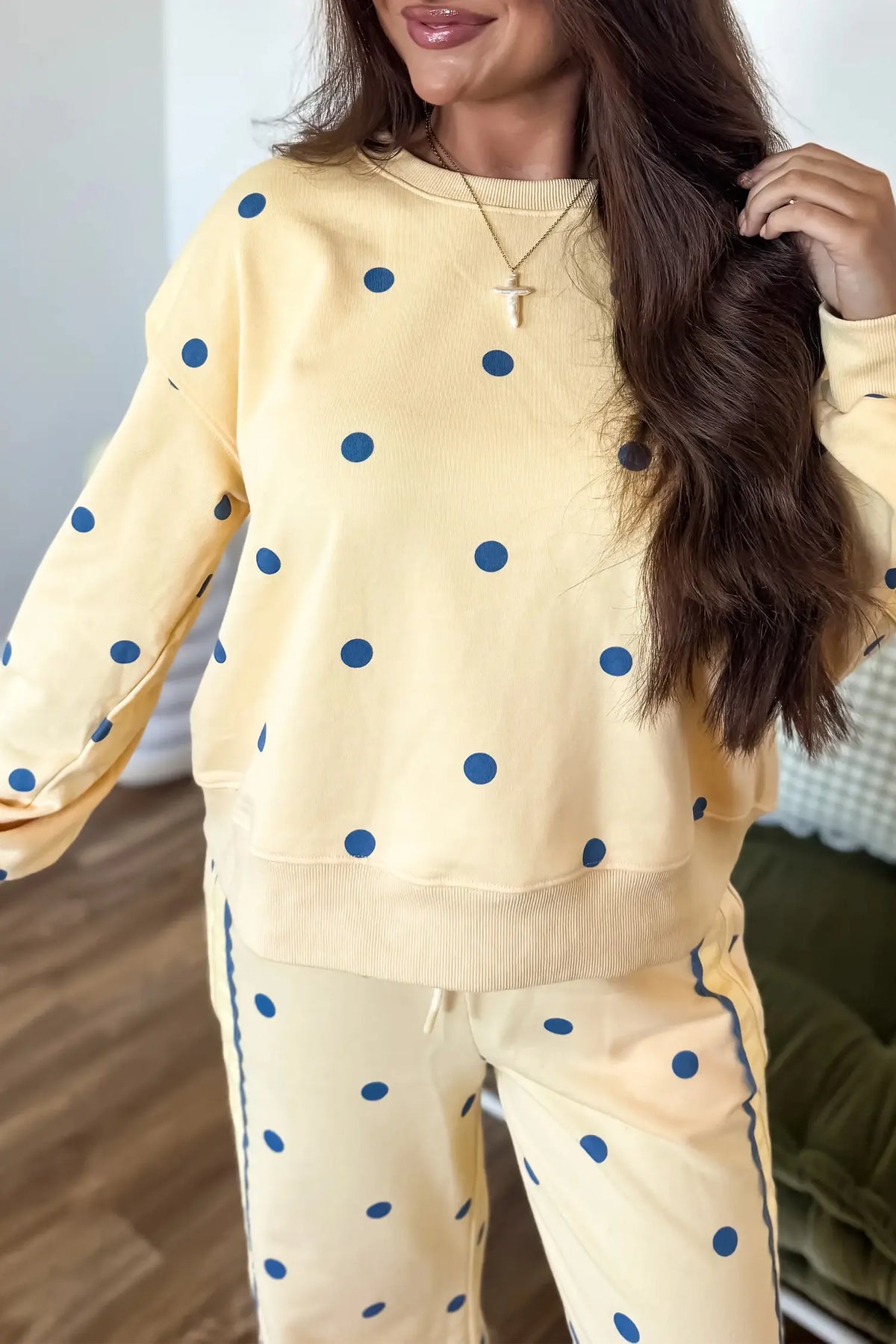 Co-ord set Long Sleeve Top and Wide-Leg Trousers with Patchwork