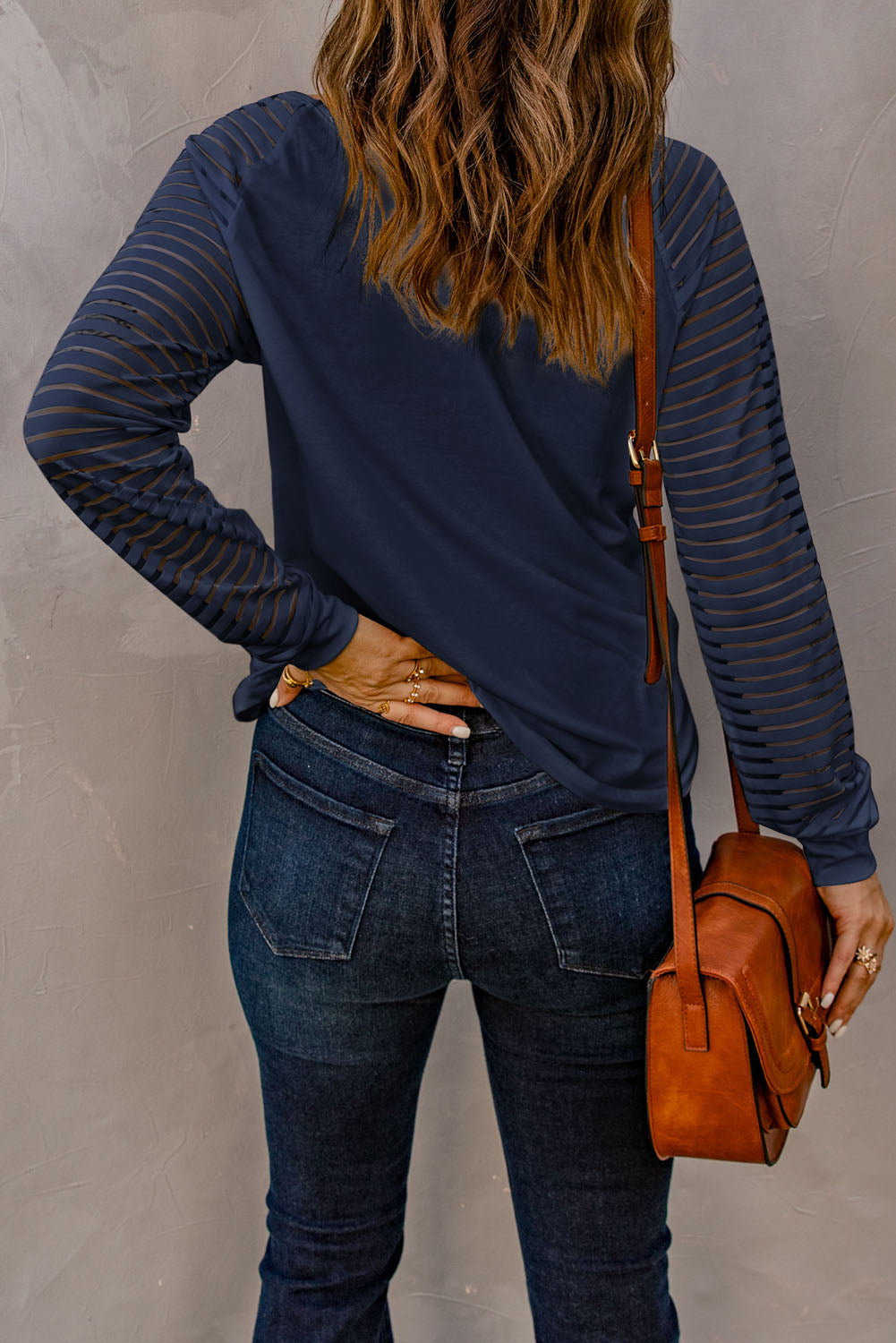 Blue Sheer Stripe V-Neck Top eAura